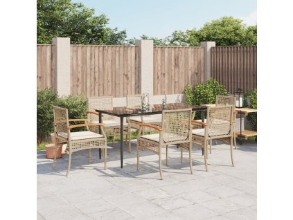 7dílný zahradní jídelní set s poduškami béžový polyratan 3213628
