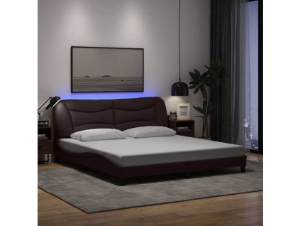 Rám postele s LED bez matrace Hvar Tmavě hnědá 180x200 cm Látka 3213721