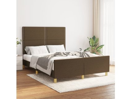 Rám postele bez matrace tmavě hnědý 140 x 190 cm textil 3124971