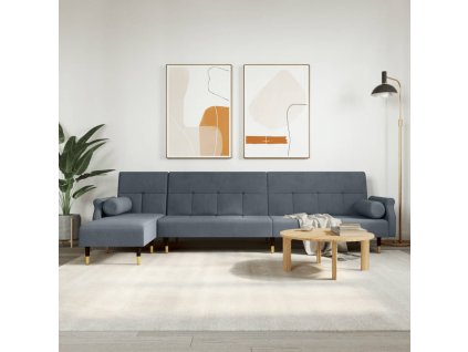 Rozkládací pohovka ve tvaru L tmavě šedá 271x140x70 cm samet 3157222