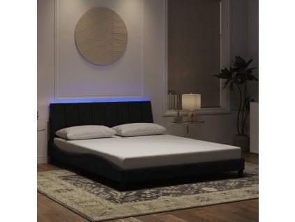 Rám postele s LED osvětlením bez matrace Hanko černý 160 x 200 cm samet 3213789