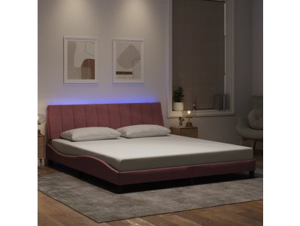 Rám postele s LED osvětlením bez matrace Hanko růžový 180 x 200 cm samet 3213798
