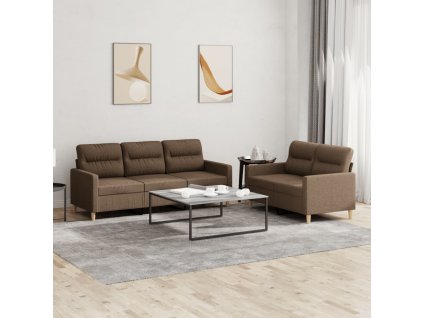 2dílná sedací souprava s poduškami hnědá textil 3201603