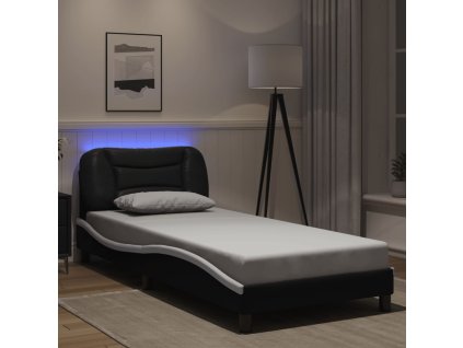 Rám postele s LED bez matrace Hvar černý a bílý 90x190 cm 3213904