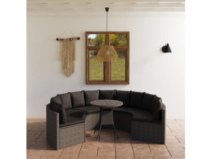 7dílná zahradní sedací souprava s poduškami polyratan šedá 3064891