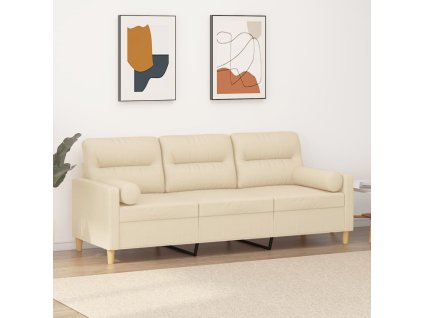3místná pohovka s polštáři krémová 180 cm textil 3200831