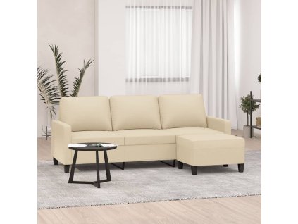 3místná pohovka s podnožkou krémová 180 cm textil 3201039