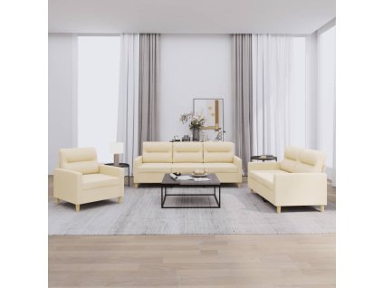 3dílná sedací souprava s poduškami krémová textil 3201538
