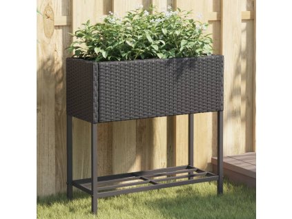 Zahradní truhlíky s policí 2 ks černé 70 x 28 x 70 cm 3210510