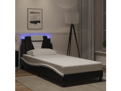Rám postele Viana s LED bez matrace černý a bílý 80x200 cm 3213985