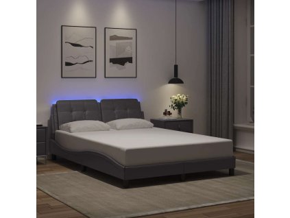 Rám postele s LED bez matrace Zadar šedý 140 x 200 cm 3214113