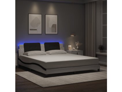 Rám postele s LED bez matrace Zadar bílý a černý 180x200 cm 3214130