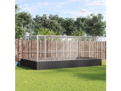 Voliéra s nástavbou stříbrná 518 x 307 x 212 cm ocel 3214277