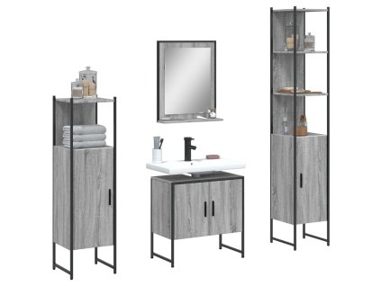 4dílná koupelnová sestava šedá sonoma kompozitní dřevo 3214357