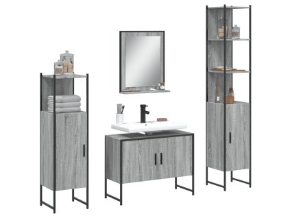 4dílná koupelnová sestava šedá sonoma kompozitní dřevo 3214362