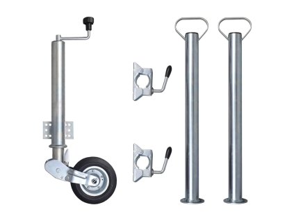 Opěrné kolo přívěsu 60 mm se 2 trubkami a 2 dělenými svorkami 3214423