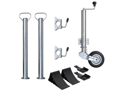 Opěrné kolo přívěsu 60 mm se 2 trubkami a 2 dělenými svorkami 3214424