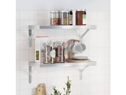 Nástěnné police 2 ks 50 x 23,5 cm stříbrné nerezová ocel 3214510