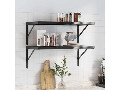 Nástěnné police 2 ks 75 x 40 cm černé nerezová ocel 3214514