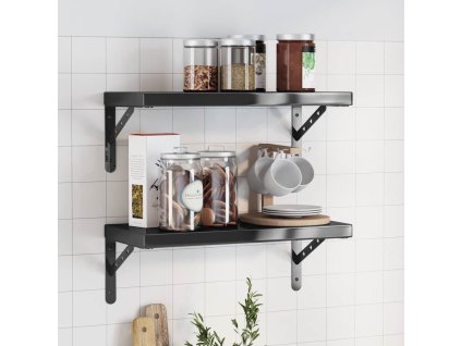 Nástěnné police 2 ks 50 x 23,5 cm černé nerezová ocel 3214519