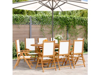 Polohovací zahradní židle 8 ks krémově bílé textil a masiv 3214540