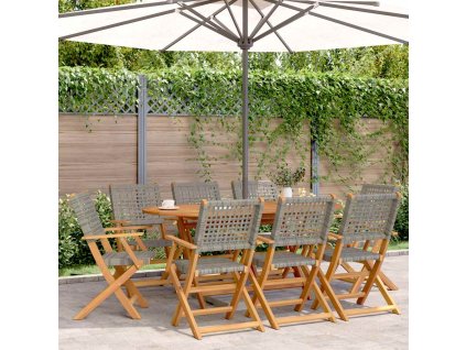 Skládací zahradní židle 8 ks šedé polyratan a masivní dřevo 3214561
