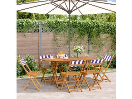 Skládací zahradní židle 6 ks modré a bílé textil a masiv 3214626