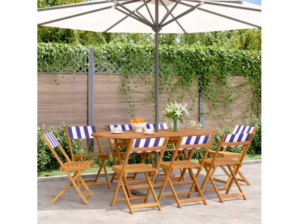 Skládací zahradní židle 8 ks modré a bílé textil a masiv 3214627