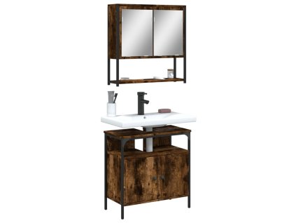 2dílný set koupelnového nábytku kouřový dub kompozitní dřevo 3214657