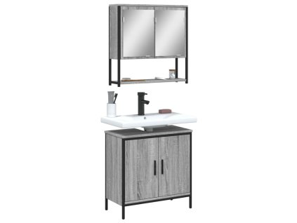 2dílný set koupelnového nábytku šedý sonoma kompozitní dřevo 3214663