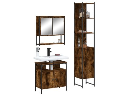 3dílný set koupelnového nábytku kouřový dub kompozitní dřevo 3214677