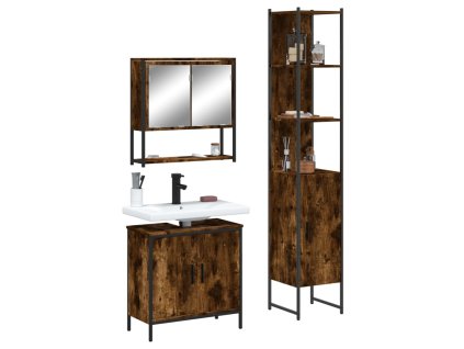 3dílný set koupelnového nábytku kouřový dub kompozitní dřevo 3214682