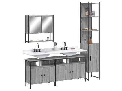 4dílný set koupelnového nábytku šedý sonoma kompozitní dřevo 3214688