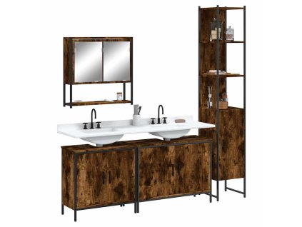 4dílný set koupelnového nábytku kouřový dub kompozitní dřevo 3214692