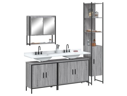 4dílný set koupelnového nábytku šedý sonoma kompozitní dřevo 3214693