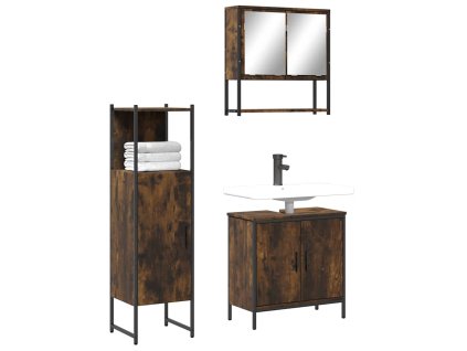 3dílný set koupelnového nábytku kouřový dub kompozitní dřevo 3214702