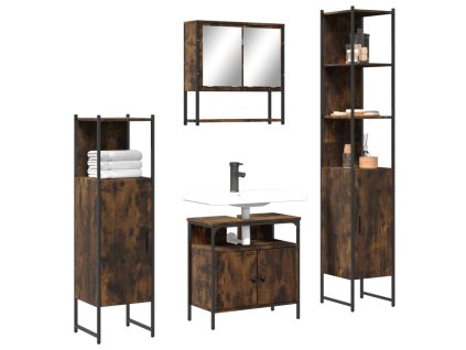 4dílný set koupelnového nábytku kouřový dub kompozitní dřevo 3214707