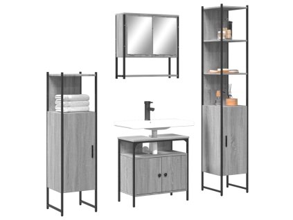 4dílný set koupelnového nábytku šedý sonoma kompozitní dřevo 3214708