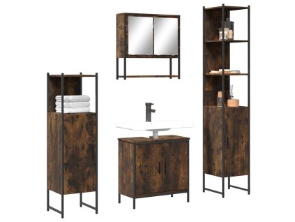 4dílný set koupelnového nábytku kouřový dub kompozitní dřevo 3214712