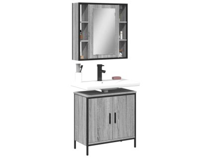 2dílný set koupelnového nábytku šedý sonoma kompozitní dřevo 3214723