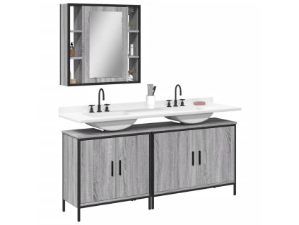 3dílný set koupelnových skříněk šedý sonoma kompozitní dřevo 3214733