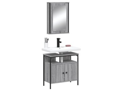 2dílný set koupelnového nábytku šedý sonoma kompozitní dřevo 3214778