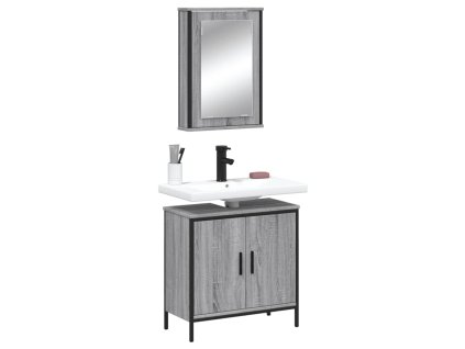 2dílný set koupelnového nábytku šedý sonoma kompozitní dřevo 3214783