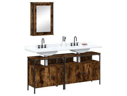 3dílný set koupelnového nábytku kouřový dub kompozitní dřevo 3214787