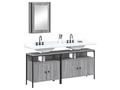 3dílný set koupelnového nábytku šedý sonoma kompozitní dřevo 3214788