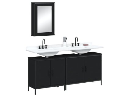 3dílný set koupelnového nábytku černý kompozitní dřevo 3214790