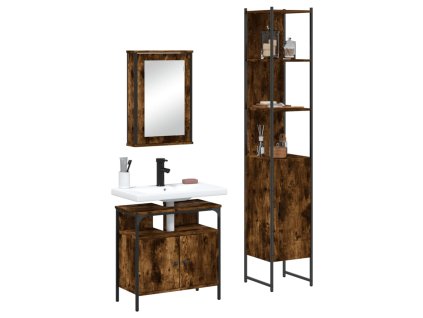 3dílný set koupelnového nábytku kouřový dub kompozitní dřevo 3214797