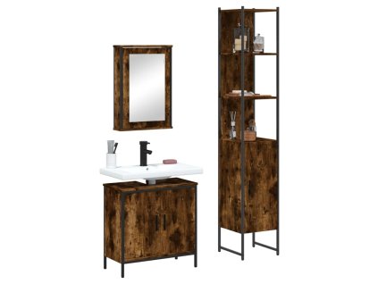 3dílný set koupelnového nábytku kouřový dub kompozitní dřevo 3214802