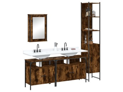 4dílný set koupelnového nábytku kouřový dub kompozitní dřevo 3214807