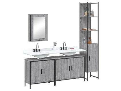 4dílný set koupelnového nábytku šedý sonoma kompozitní dřevo 3214813